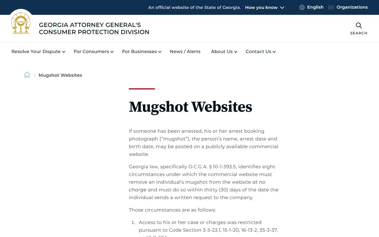 Georgia mugshot website removal rules for Oglethorpe County booking photos